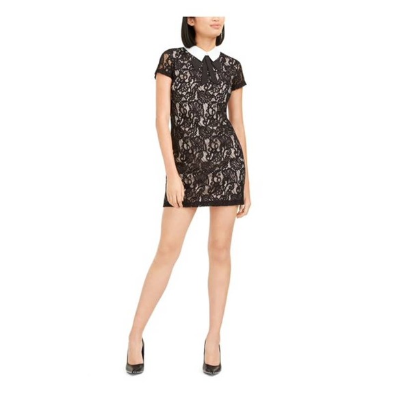 Betsey Johnson Dresses & Skirts - BETSEY JOHNSON Womens Black Short Sleeve Micro Mini Sheath Cocktail Dress  4P